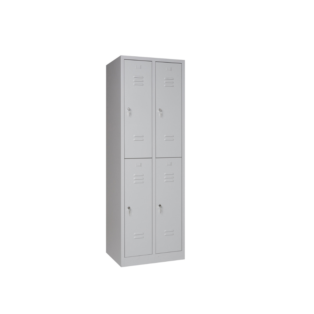 Furni24 Garderobenschrank Abteilbreite 40 cm halbe Türen, 180 cm x 80 cm x 50 cm / grau