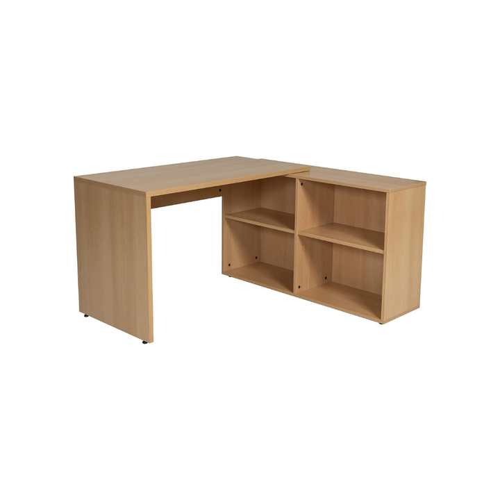 Furni24 Homeoffice Schreibtisch N-Home 120 x 120 x 60 cm grau o. buche, rechts o. links montierbar