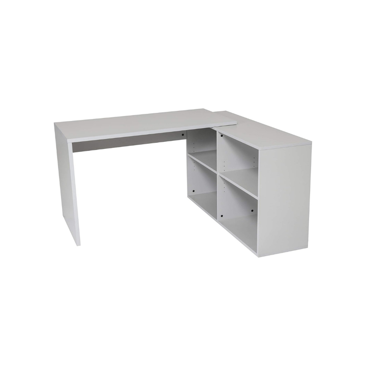 Furni24 Homeoffice Schreibtisch N-Home 120 x 120 x 60 cm grau o. buche, rechts o. links montierbar