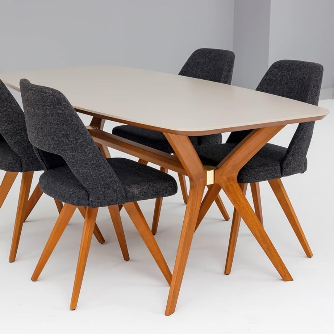 furni24 X Esstisch aus Holz Rechteckiger Moderner Esstisch Küchen Tisch Holztisch für Wohnzimmer Esszimmer Küche, Farbe Sandstein 180x90x75 cm