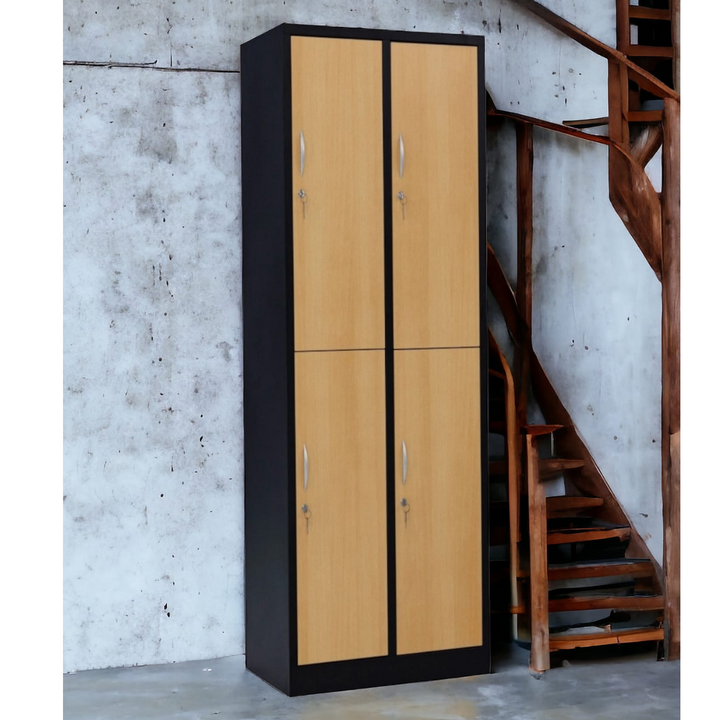 Furni24 Garderobenschrank Abteilbreite 30 cm halbe Türen, 180 cm x 60 cm x 50 cm / schwarz / Buche RAL 9005