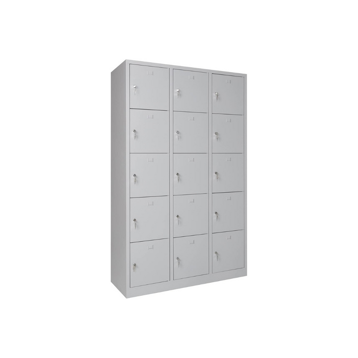 Furni24 Schließfachschrank Schließfach Wertfachschrank Personalschrank Wertfach Spind 190 cm x 120 cm x 45 cm grau RAL 7035 **fertig montiert** Verschiedene Ausführungen