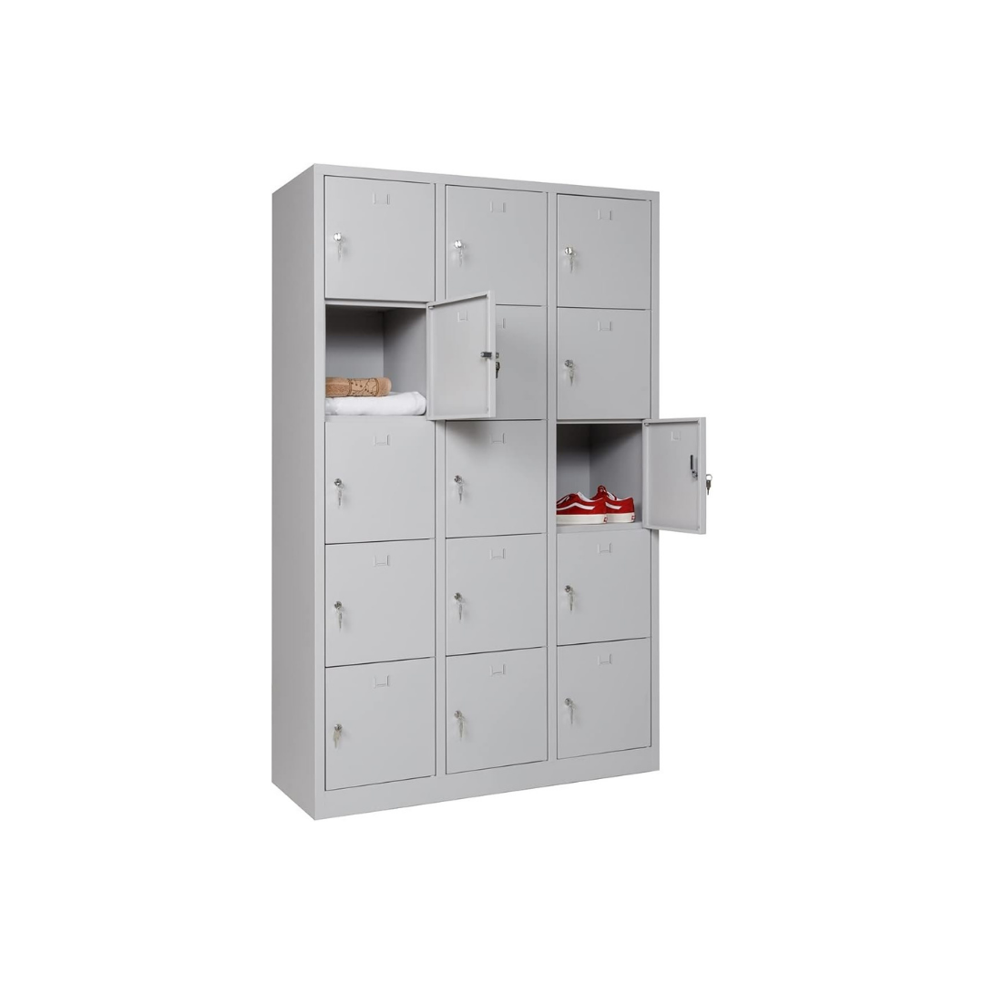 Furni24 Schließfachschrank Schließfach Wertfachschrank Personalschrank Wertfach Spind 190 cm x 120 cm x 45 cm grau RAL 7035 **fertig montiert** Verschiedene Ausführungen