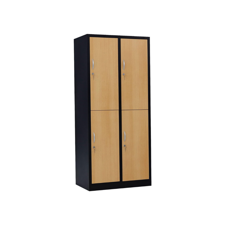Garderobenschrank Abteilbreite 40 cm halbe Türen, 180 cm x 80 cm x 50 cm / schwarz / Buche RAL 9005