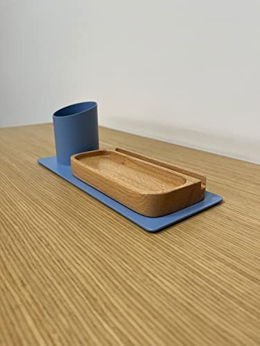 Desk Organizer Stifthalter, Telefonständer (10x10x25 cm, Blau)