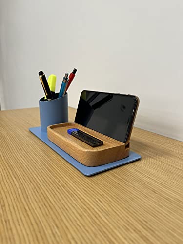 Desk Organizer Stifthalter, Telefonständer (10x10x25 cm, Blau)