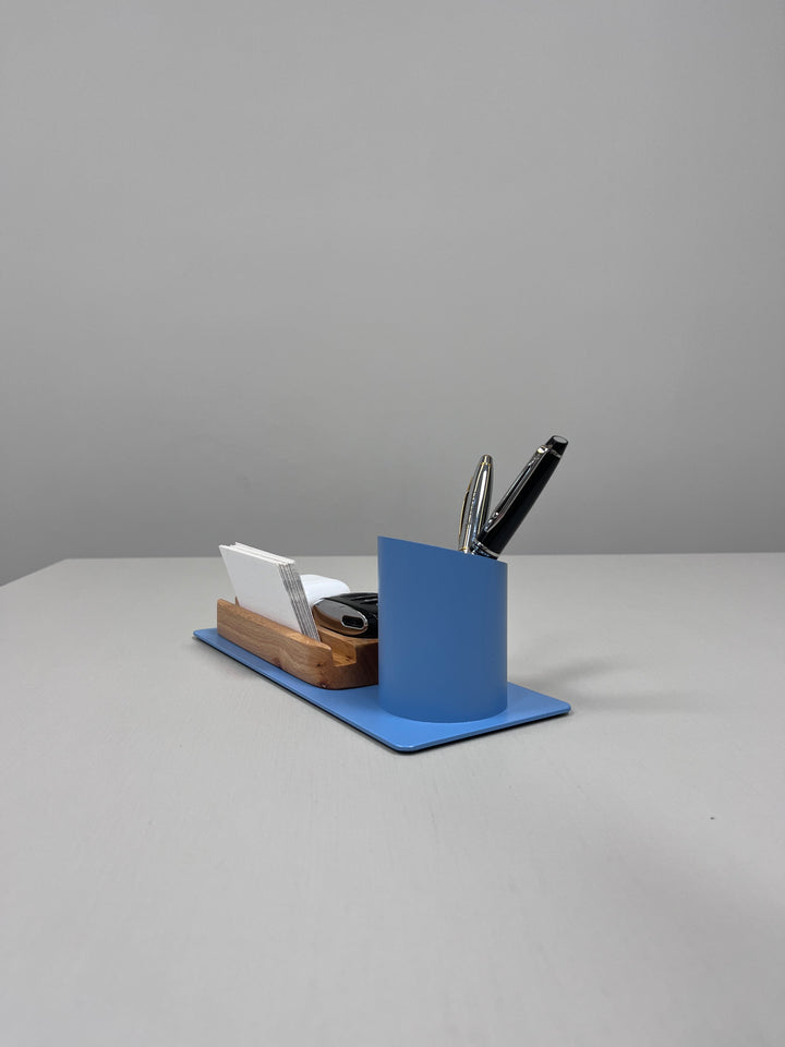 Desk Organizer Stifthalter, Telefonständer (10x10x25 cm, Blau)