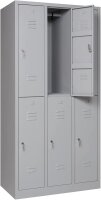 Garderobenschrank 6-türig grau / Drehriegel
