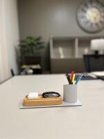 Desk Organizer Stifthalter, Telefonständer (10x10x25 cm, Grau)