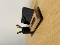 Desk Organizer Stifthalter, Telefonständer (10x10x25 cm, Schwarz)