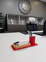 Desk Organizer Stifthalter, Telefonständer (10x10x25 cm, Rot)