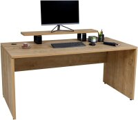 Monitorständer Holz mit Metallfuß, Erhöhungständer (105x20x14h, Saphir Eiche Dekor)