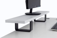 Monitorständer Holz mit Metallfuß, Erhöhungständer (105x20x14h, Grau Dekor)