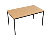 Furni24 Schreibtisch-Stahlgestell 140x80x75cm, Buche, TÜV/GS-Einfache Montage, Arbeitstisch, Bürotisch, Küchentisch, Esstisch, Druckertisch Büro-Möbel Arbeitszimmer Computertisch Gaming-Tisch Mehrzwecktisch
