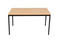 Furni24 Schreibtisch-Stahlgestell 140x80x75cm, Buche, TÜV/GS-Einfache Montage, Arbeitstisch, Bürotisch, Küchentisch, Esstisch, Druckertisch Büro-Möbel Arbeitszimmer Computertisch Gaming-Tisch Mehrzwecktisch