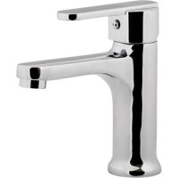 Badmöbel Set 1, 85 cm Waschbecken weiß inkl. Wassermischer, Waschtisch-Unterschrank, LED-Spiegelschrank