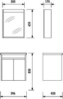 Badmöbel Set 2, anthrazit, 60 cm Waschbecken inkl. Wassermischer, Unterschrank, LED-Spiegelschrank, 145 cm Hochschrank
