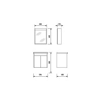 Badmöbel Set 1, anthrazit, 80 cm Waschbecken inkl. Wassermischer, Unterschrank, LED-Spiegelschrank