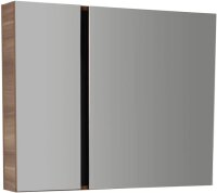 Badmöbel Set 1, Nussbaum hell, 100 cm Waschbecken inkl. Wassermischer, Unterschrank, LED-Spiegelschrank