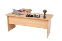 Winkelschreibtisch Dona, Holzfuß, Buche Dekor, 180 cm x 120 cm x 74 cm,  inkl. Beistellcontainer, rechts gewinkelt