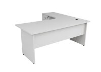 Winkelschreibtisch Dona, Holzfuß, grau Dekor, 180...