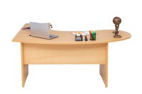 Winkelschreibtisch "Gela", Holzfuß, Buche Dekor, 180 cm x 120 cm x 74 cm, inkl. Beistellcontainer,  rechts gewinkelt