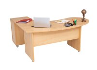 Winkelschreibtisch "Gela", Holzfuß, Buche Dekor, 180 cm x 120 cm x 74 cm, inkl. Beistellcontainer,  rechts gewinkelt