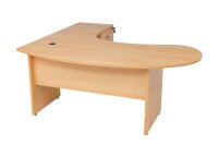 Winkelschreibtisch "Gela", Holzfuß, Buche Dekor, 180 cm x 120 cm x 74 cm, inkl. Beistellcontainer,  rechts gewinkelt