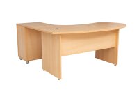 Winkelschreibtisch "Gela", Holzfuß, Buche Dekor, 180 cm x 120 cm x 74 cm, inkl. Beistellcontainer,  rechts gewinkelt