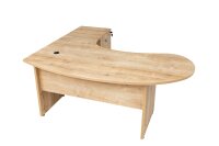 Winkelschreibtisch "Gela", Holzfuß, Saphir Eiche Dekor, 180 x120 x74 cm, inkl. Beistellcontainer, rechts gewinkelt