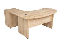 Winkelschreibtisch "Gela", Holzfuß, Saphir Eiche Dekor, 180 x120 x74 cm, inkl. Beistellcontainer, rechts gewinkelt
