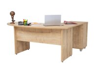 Winkelschreibtisch "Gela", Holzfuß, Saphir Eiche Dekor, 180x120 x74 cm, inkl. Beistellcontainer, links gewinkelt