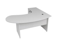 Winkelschreibtisch "Gela", Holzfuß, grau Dekor, 180 cm x 120 cm x 74 cm, inkl. Beistellcontainer, links gewinkelt