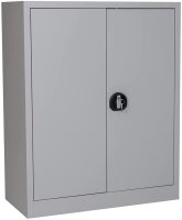 Furni24 Aktenschrank, fertig montiert, 100x80x38cm, Stahlflügeltürschrank Materialschrank, Abschließbarer Spind, Aktenschrank mit 3 Fächern, Werkzeugschrank, Mehrzweckschrank, Universalschrank, grau
