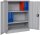 Furni24 Aktenschrank, fertig montiert, 100x80x38cm, Stahlflügeltürschrank Materialschrank, Abschließbarer Spind, Aktenschrank mit 3 Fächern, Werkzeugschrank, Mehrzweckschrank, Universalschrank, grau