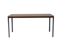 Furni24 Schreibtisch D-Profil Nova 140x80x75cm, Nussbaum, Einfache Montage, Arbeitstisch, Bürotisch, Küchentisch, Esstisch, Druckertisch Büro-Möbel Computertisch Gaming-Tisch Mehrzwecktisch