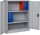 Furni24 Aktenschrank, fertig montiert, 120x92x42cm, Stahlflügeltürschrank Materialschrank, Abschließbarer Spind, Aktenschrank mit 3 Fächern, Werkzeugschrank, Mehrzweckschrank, Universalschrank, grau