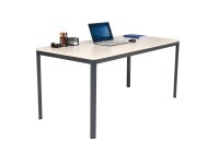 Furni24 Schreibtisch D-Profil Nova 160x80x75cm, Sandfarbe, Einfache Montage, Arbeitstisch, Bürotisch, Küchentisch,Esstisch, Druckertisch Büro-Möbel Computertisch Gaming-Tisch Mehrzwecktisch