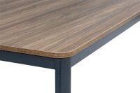 Furni24 Schreibtisch D-Profil Nova 200x80x75cm, Nussbaum, Einfache Montage, Arbeitstisch, Bürotisch, Küchentisch, Esstisch, Druckertisch Büro-Möbel Computertisch Gaming-Tisch Mehrzwecktisch
