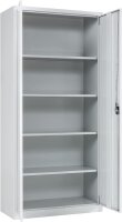 Furni24 Aktenschrank, fertig montiert, 180x80x38cm, Stahlflügeltürschrank Materialschrank, Abschließbarer Spind, Aktenschrank mit 5 Fächern, Werkzeugschrank, Mehrzweckschrank, Universalschrank, grau