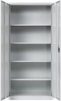 Furni24 Aktenschrank, fertig montiert, 180x80x38cm, Stahlflügeltürschrank Materialschrank, Abschließbarer Spind, Aktenschrank mit 5 Fächern, Werkzeugschrank, Mehrzweckschrank, Universalschrank, grau