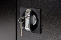 Furni24 Aktenschrank, fertig montiert, 195x92x42cm, Stahlflügeltürschrank Materialschrank, Abschließbarer Spind, Aktenschrank mit 5 Fächern, Werkzeugschrank, Mehrzweckschrank, Universalschrank,schwarz