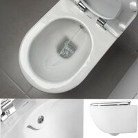 Furni24 Spülrandloses Wand-WC mit Toilettendeckel, mit Hygienedusche, weiß