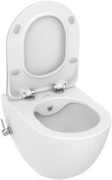 Furni24 Spülrandloses Wand-WC mit Toilettendeckel, mit Hygienedusche, weiß