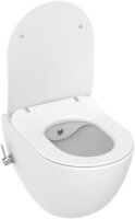 Furni24 Spülrandloses Wand-WC mit Toilettendeckel, mit Hygienedusche, weiß