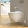 Furni24 Spülrandloses Wand-WC mit Toilettendeckel, mit Hygienedusche, weiß