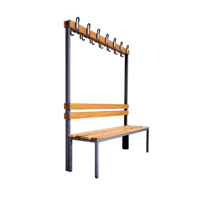 Umkleidebank Sitzbank einseitig mit Garderobenhaken anthrazit