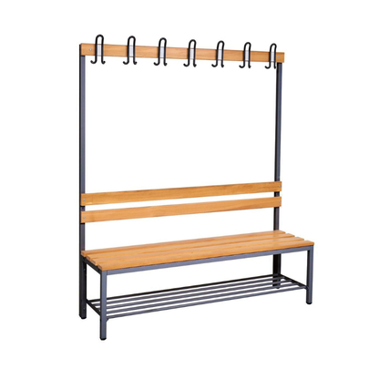 Umkleidebank Sitzbank einseitig mit Garderobenhaken und Schuhrost anthrazit