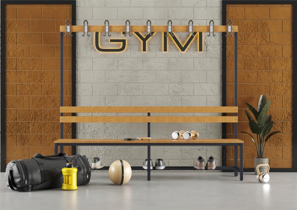 Garderobenbank einseitig mit Schuhrost 200 cm anthrazit