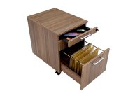 Rollcontainer, Schreibtischcontainer Holz, 3 Schübe, Nussbaum Dekor